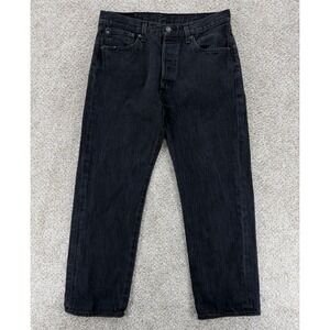Levis 501 Jeans Mens 34x30 (Fits 32x28) Modern Black Button Fly 100%‎ Cotton EUC